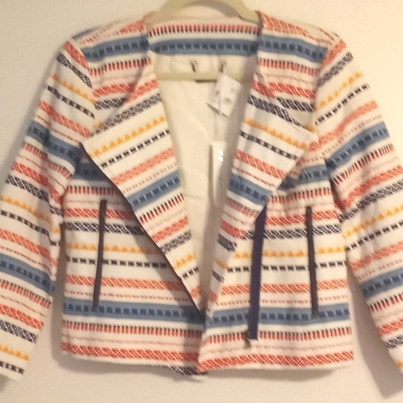 Trina Turk "Beatrix" Multi Color Woven Moto Jacket in Size 4 (NWT) - Picture 6 of 11